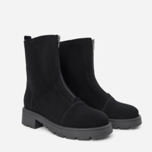 Schwarze Wildlederstiefel